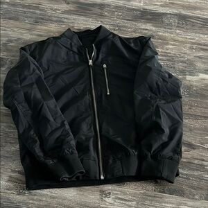 H&M Black Bomber Jacket with Ribbed Cuffs